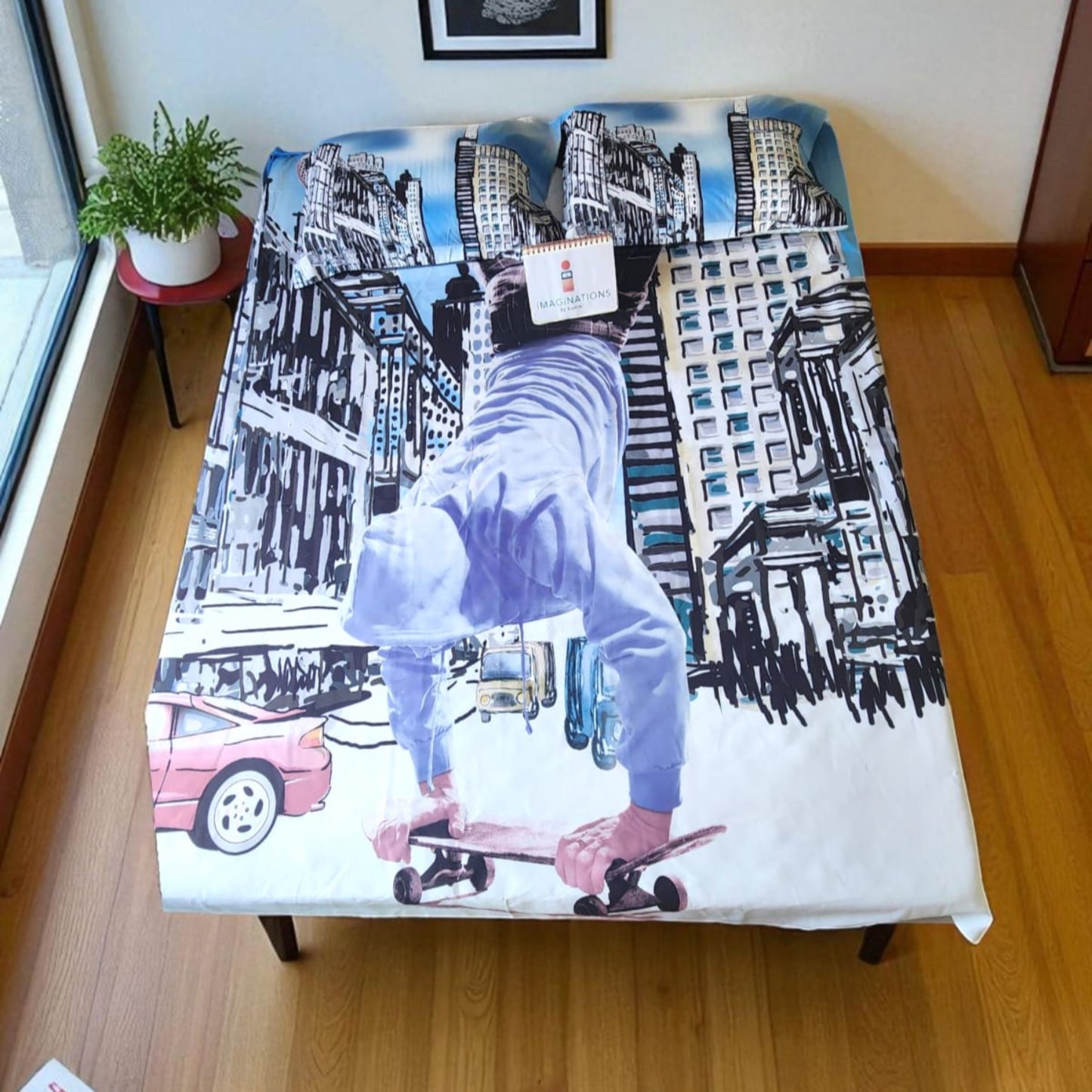 KIDS KING SIZE GLAZE COTTON FLAT BEDSHEET SET- BLUE