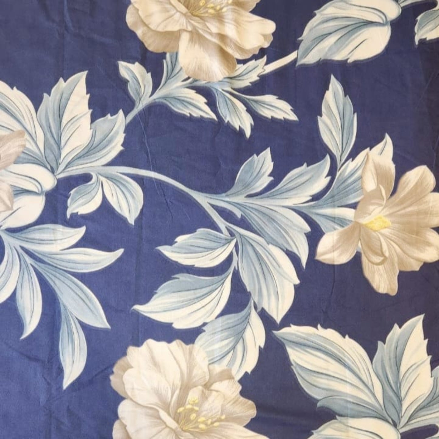 FLORAL KING SIZE GLAZE COTTON FLAT BEDSHEET SET-BLUE