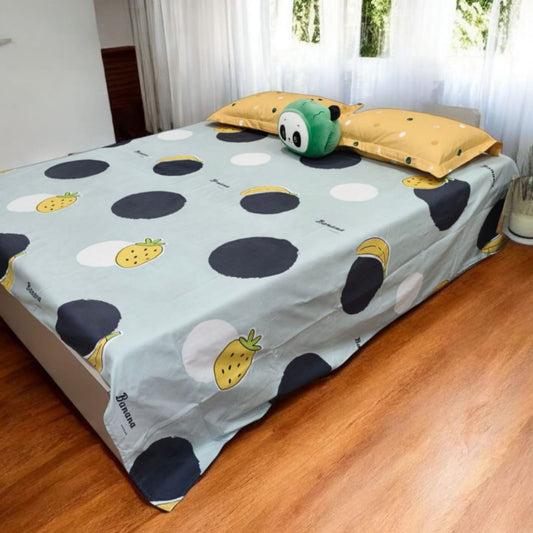 KIDS QUEEN SIZE GLAZE COTTON  BEDSHEET SET-MINT POLKA