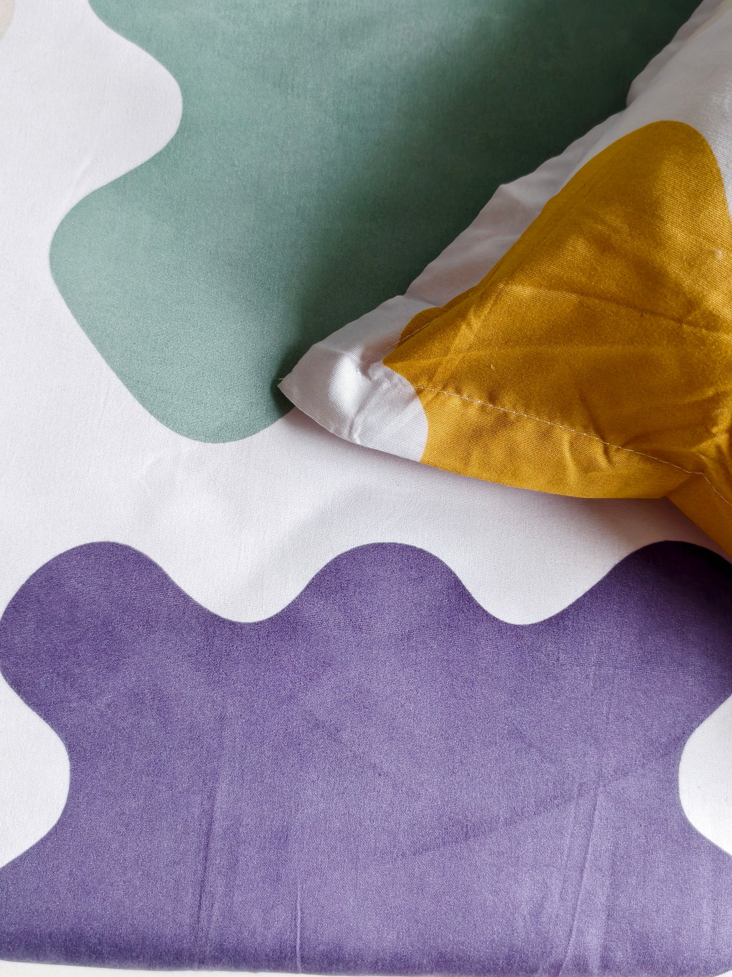 KIDS SINGLE SIZE GLAZE COTTON  BEDSHEET SET-SQUARES