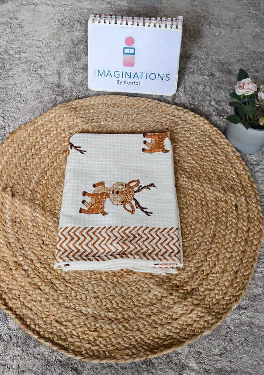 HANDBLOCK PRINT KIDS BATH TOWEL-DEER