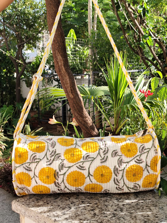 KIDS DUFFLE BAG -YELLOW FLORAL PRINT