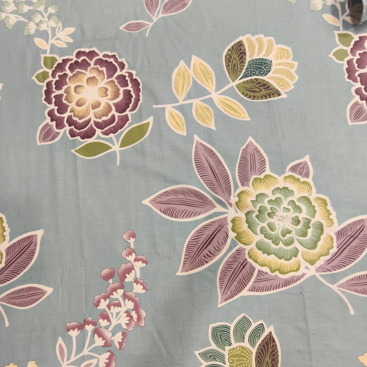 FLORAL QUEEN SIZE PURE COTTON BEDSHEET SET-BLUE