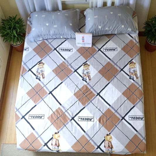 KIDS KING SIZE PURE COTTON  BEDSHEET SET -BROWN