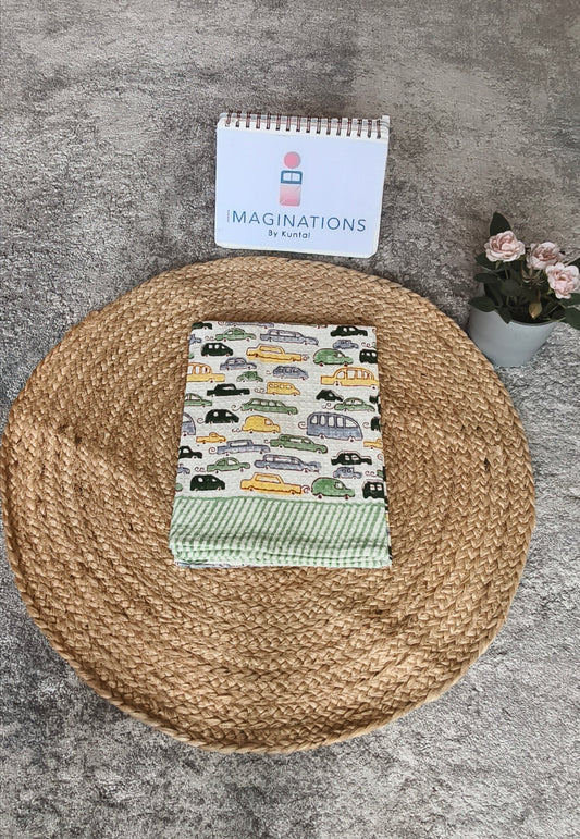 HANDBLOCK PRINT KIDS BATH TOWEL-MULTICOLOUR CARS 2