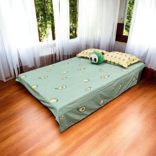 KIDS QUEEN SIZE GLAZE COTTON  BEDSHEET SET- PEAR PRINT