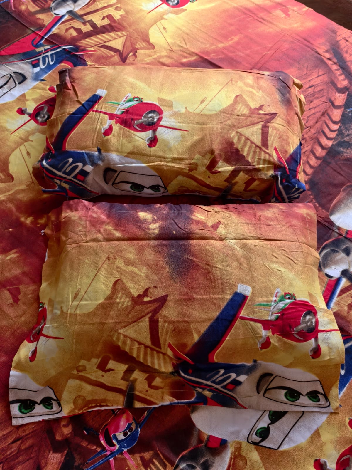 KIDS QUEEN SIZE GLAZE COTTON  BEDSHEET SET-PLANE PRINT