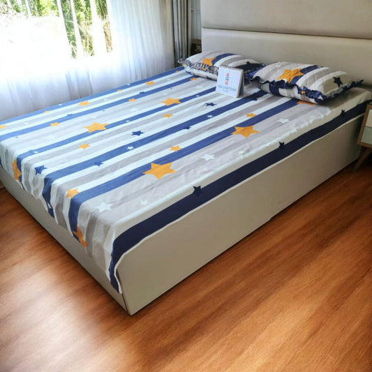 KIDS QUEEN SIZE GLAZE COTTON  BEDSHEET SET-STAR PRINT
