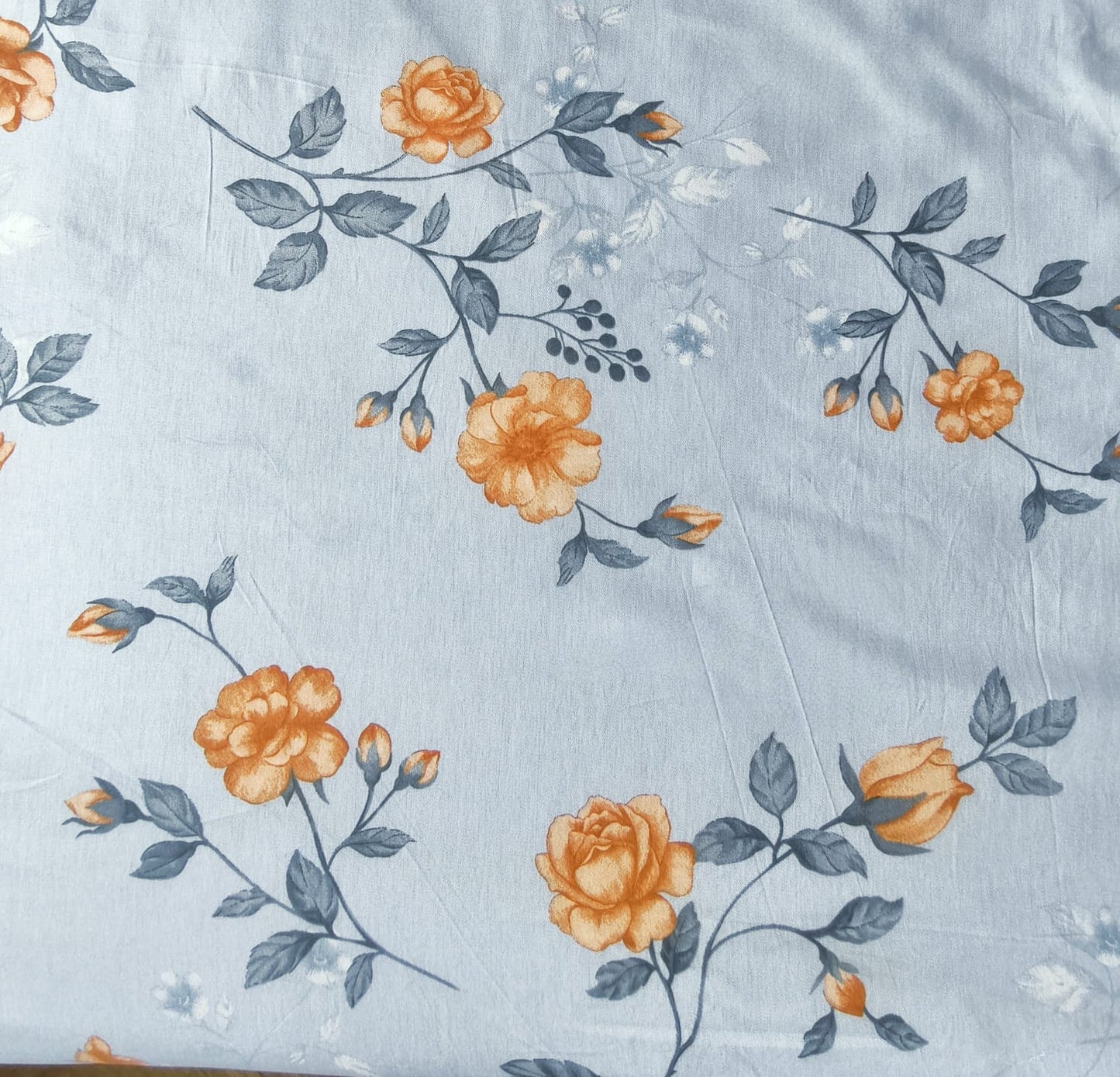 GEOMETRIC QUEEN SIZE PURE COTTON BEDSHEET SET- BLUE