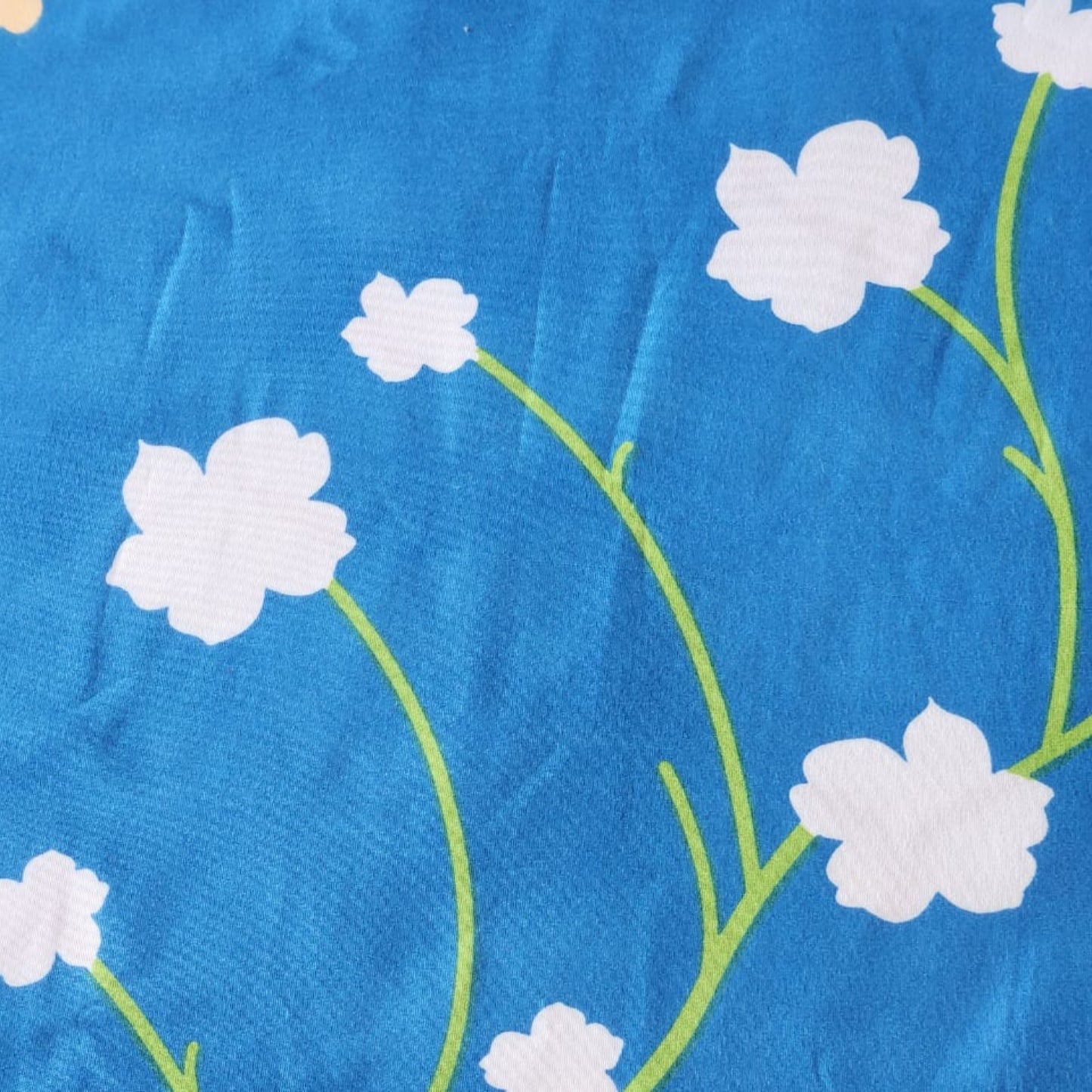 FLORAL QUEEN SIZE GLAZE COTTON  BEDSHEET SET-BLUE