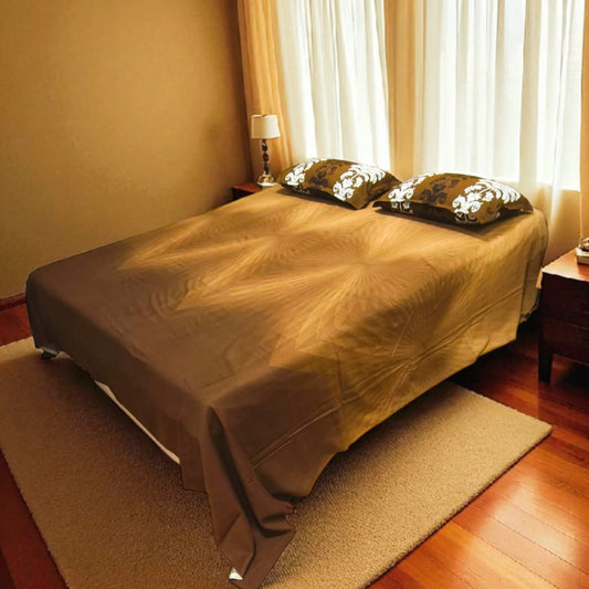 GEOMETRIC KING SIZE PURE COTTON  BEDSHEET SET- OMBRE BROWN