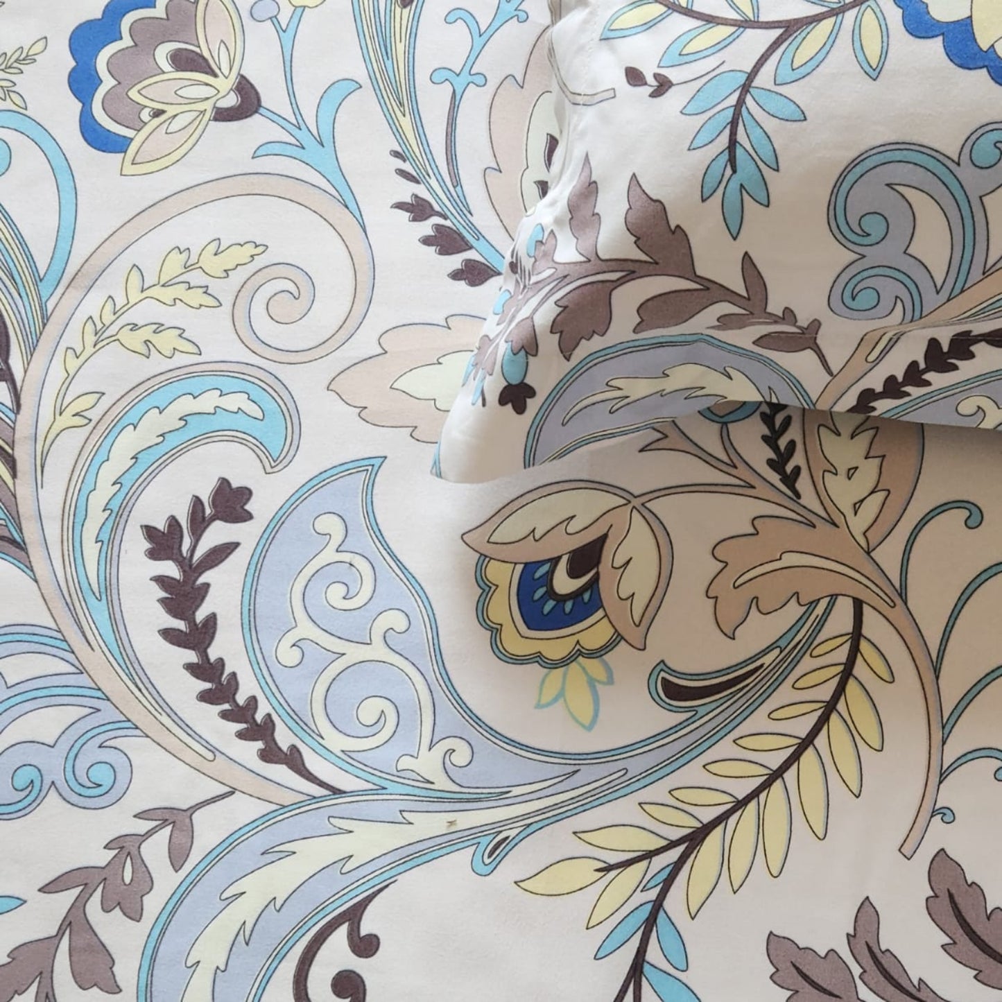 FLORAL KING SIZE GLAZE COTTON FLAT BEDSHEET SET- MULTICOLOUR