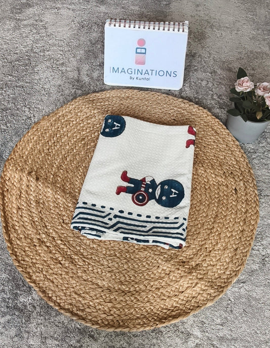 HANDBLOCK PRINT KIDS BATH TOWEL-CAPTAIN AMERICA