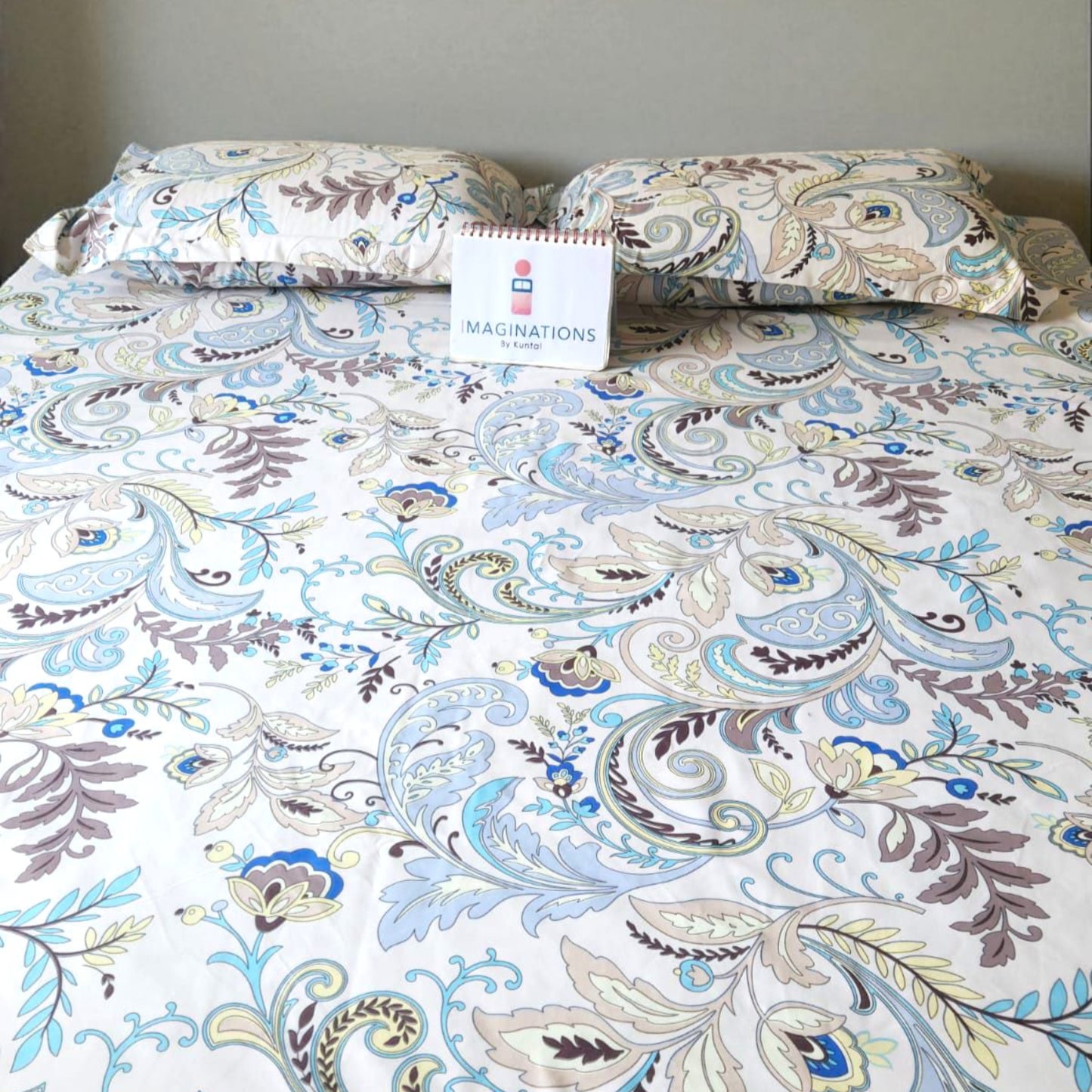 FLORAL KING SIZE GLAZE COTTON FLAT BEDSHEET SET- MULTICOLOUR