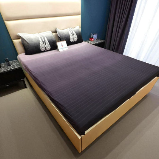 GEOMETRIC KING SIZE PURE COTTON  BEDSHEET SET- OMBRE PURPLE