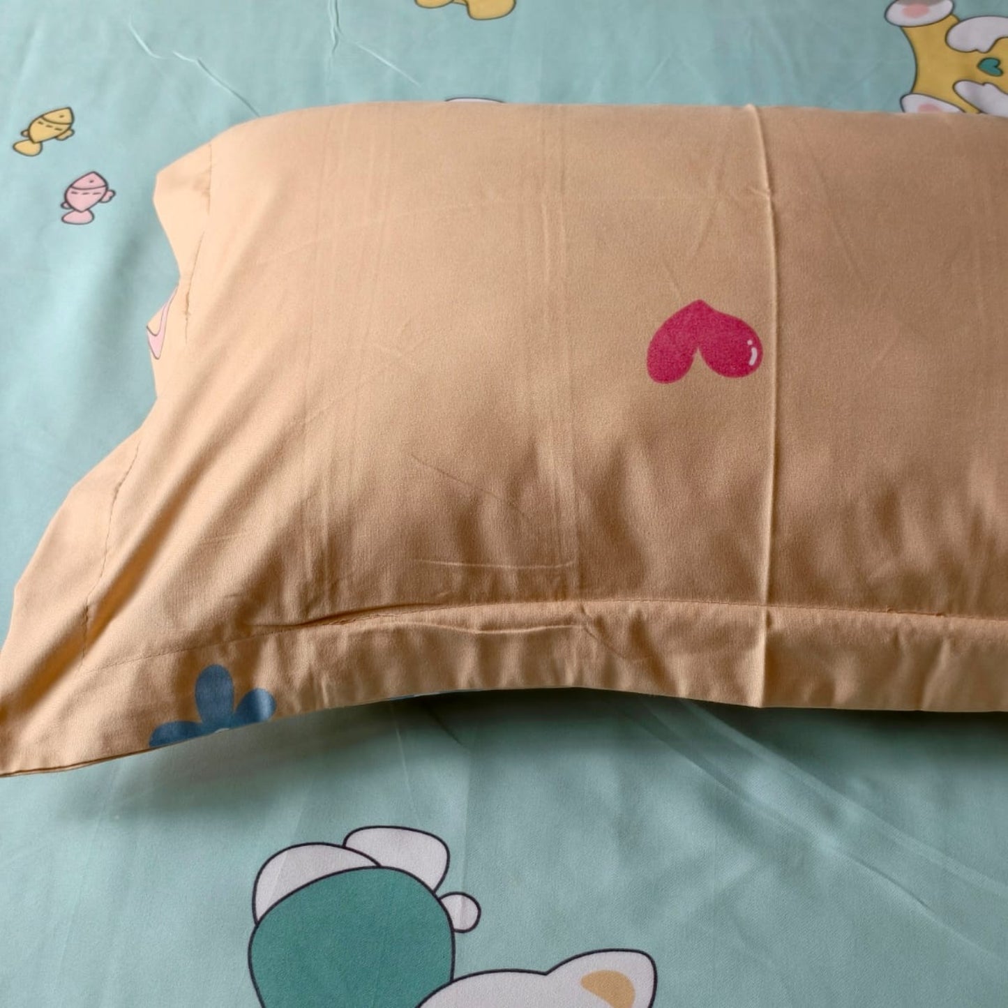 KIDS QUEEN SIZE GLAZE COTTON  BEDSHEET SET- MINT GREEN